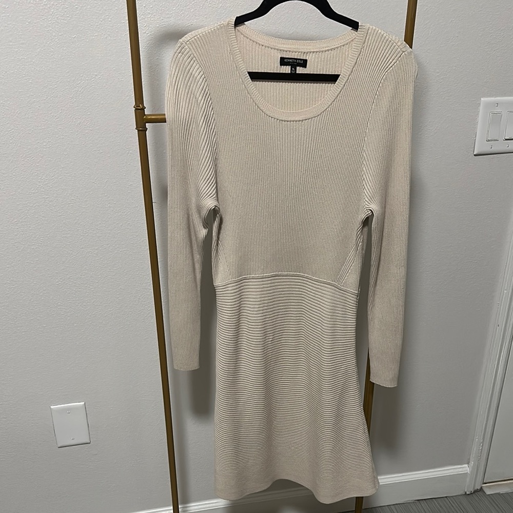 Elegant Cream Knit Dress